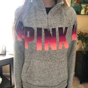 PINK gray zip up sweatshirt